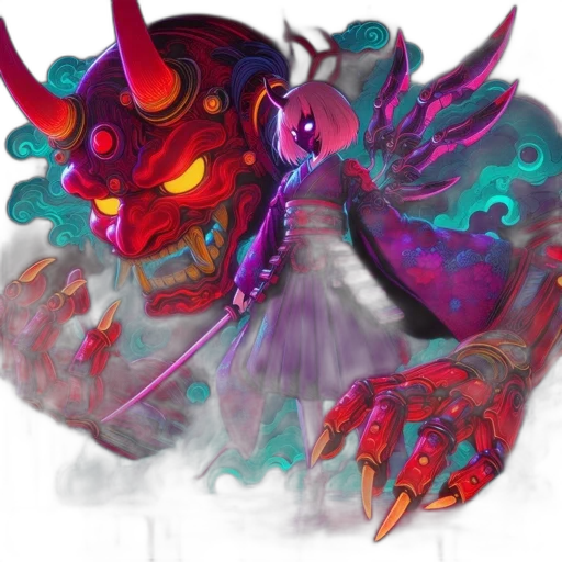 mask, dragon, creature, staff transparent PNG cut-out