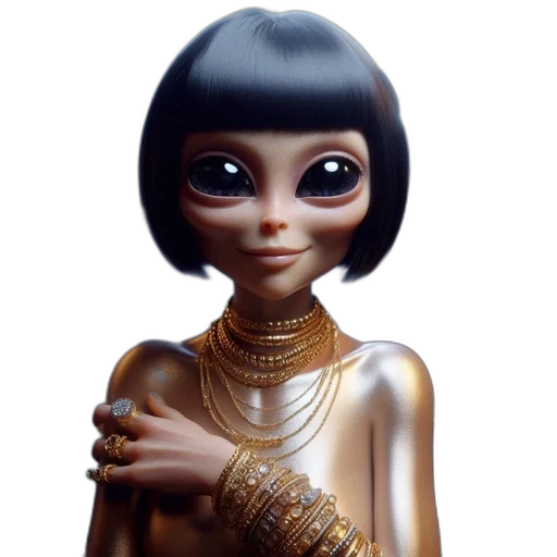 jewelry, robot, dress, creature transparent PNG cut-out