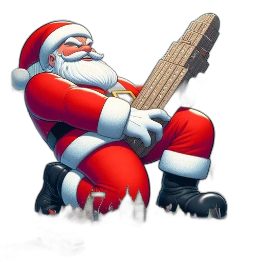 enormous, animated, santa, lifts transparent PNG cut-out