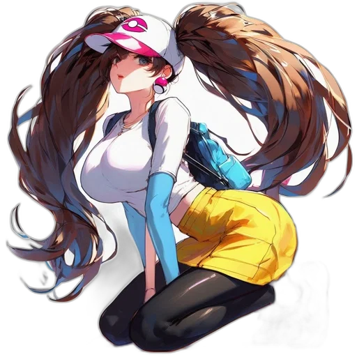 dress, hat, staff, hair transparent PNG cut-out