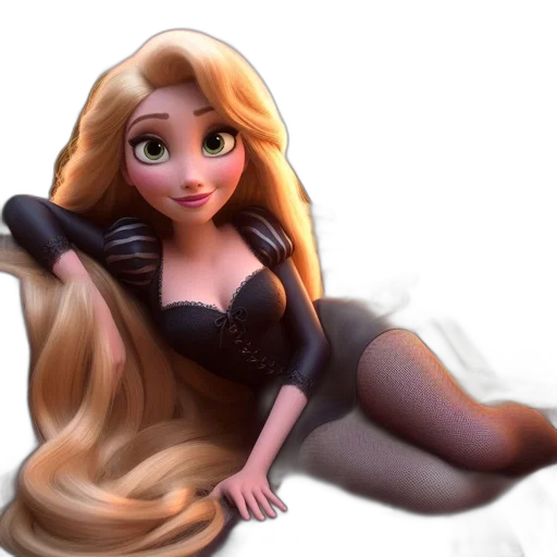 dress, hair, cartoon, 3d render transparent PNG cut-out