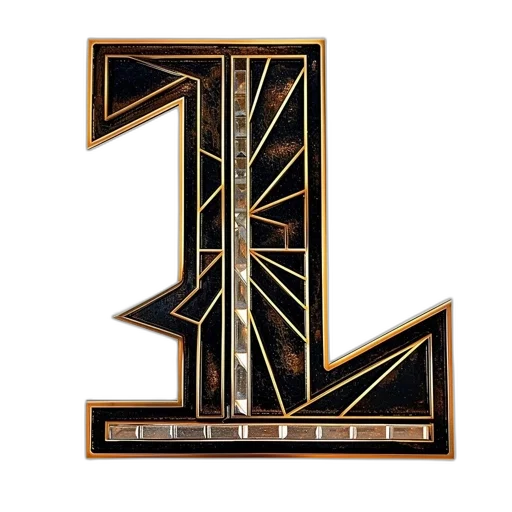 stylized, gold, letter, geometric transparent PNG cut-out