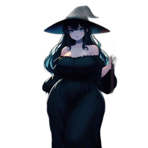 dress, hat, staff, creature transparent PNG cut-out
