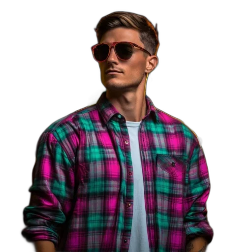 jacket, face, staff, vaporwave transparent PNG cut-out