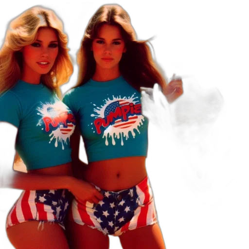 vaporwave, two, women, wearing transparent PNG cut-out