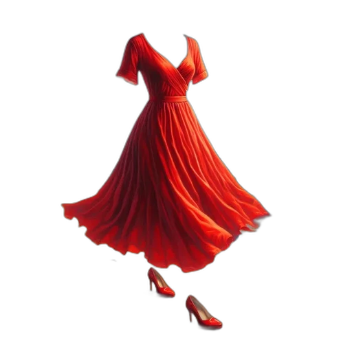 dress, shoes, jewelry, 3d render transparent PNG cut-out