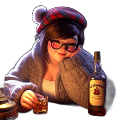 jacket, hat, bottle, face transparent PNG cut-out