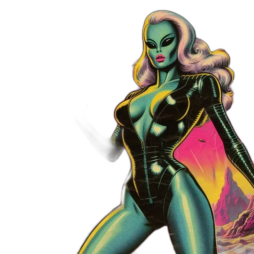 comic book art, concept art, fantasy art, neon transparent PNG cut-out