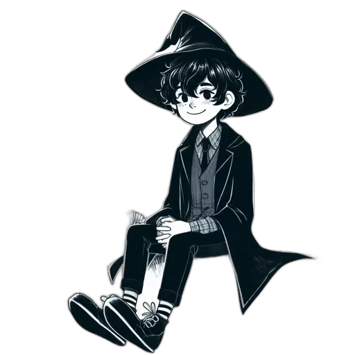 hat, staff, creature, jacket transparent PNG cut-out