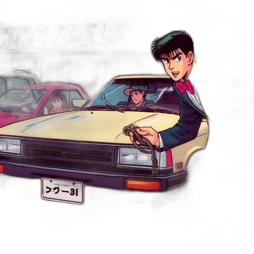 car, concept art, anime, vaporwave transparent PNG cut-out