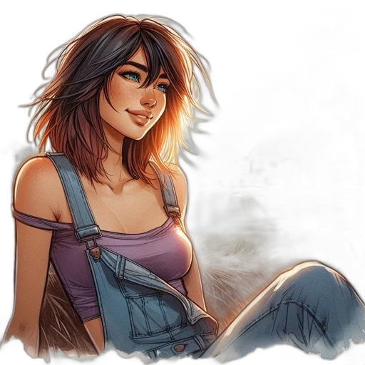 face, comic book art, concept art, watercolor transparent PNG cut-out