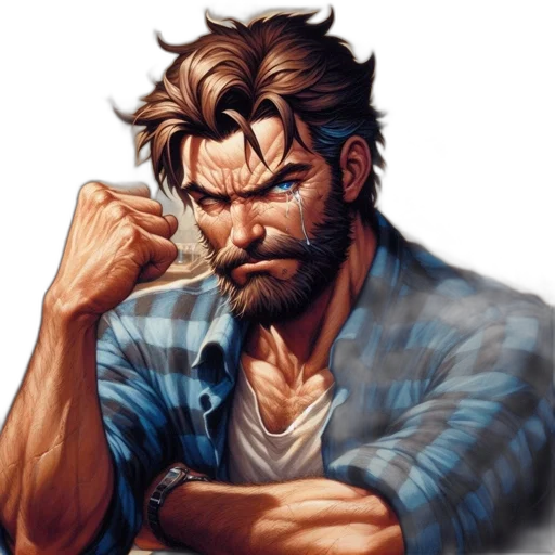 face, weapon, comic book art, pixel art transparent PNG cut-out