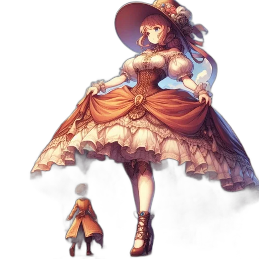 dress, hat, crown, staff transparent PNG cut-out