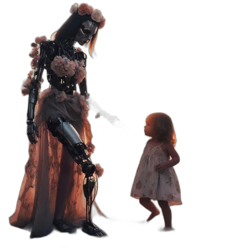 dress, robot, creature, crown transparent PNG cut-out