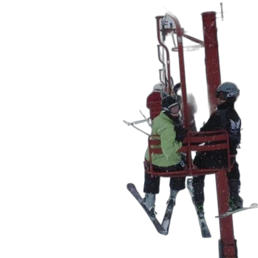 staff, two, skiers, ride transparent PNG cut-out