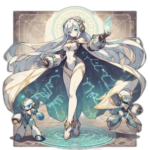dress, robot, staff, sword transparent PNG cut-out