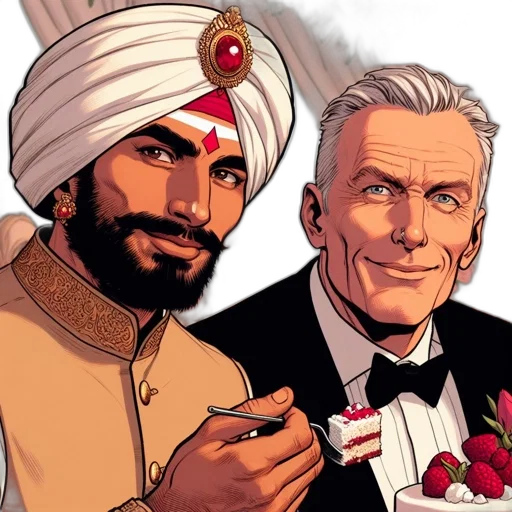 comic book art, two, contrasting, gentlemen transparent PNG cut-out