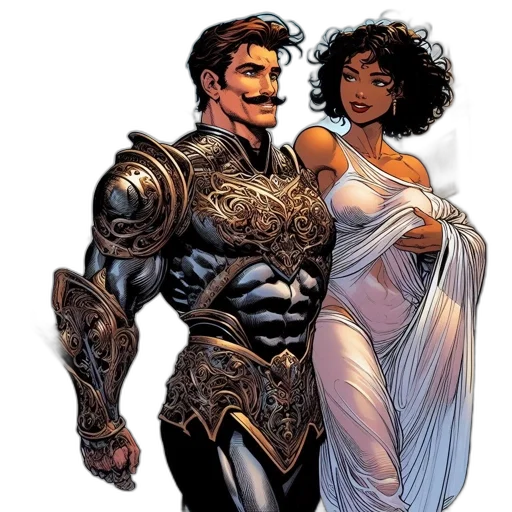 comic book art, concept art, fantasy art, two transparent PNG cut-out