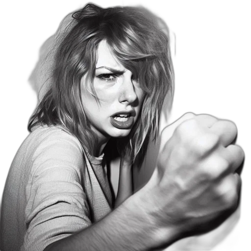 face, weapon, hair, photorealistic transparent PNG cut-out