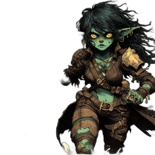 concept art, fantasy art, comic book art, green transparent PNG cut-out