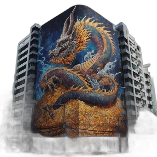 dragon, building, fantasy art, concept art transparent PNG cut-out