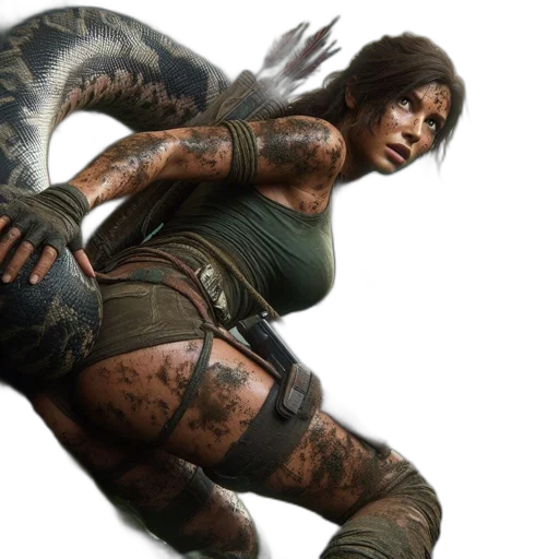 concept art, mud-covered, woman, dressed transparent PNG cut-out