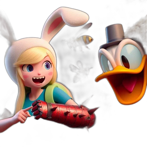 concept art, 3d render, two, cartoonish transparent PNG cut-out