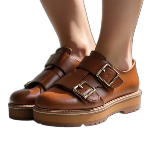 shoes, 3d render, flatforms, buckles transparent PNG cut-out