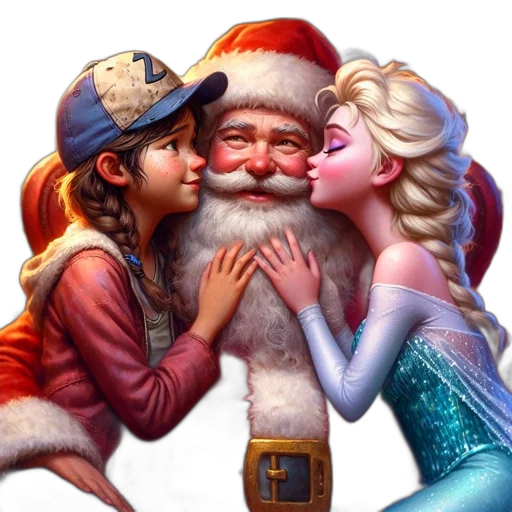 snow, santa, claus, embraces transparent PNG cut-out