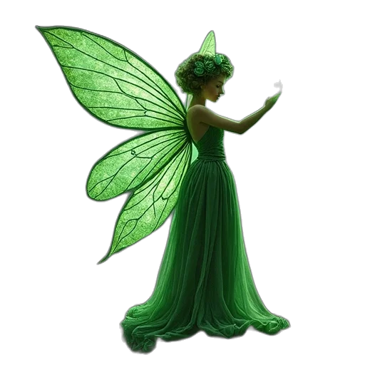 dress, staff, flower, creature transparent PNG cut-out