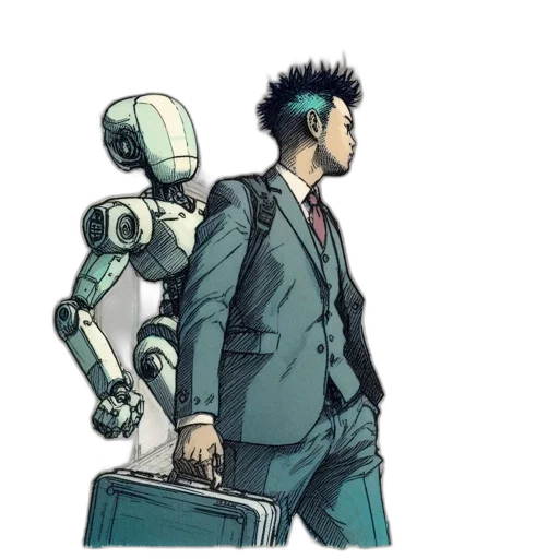 robot, jacket, concept art, comic book art transparent PNG cut-out