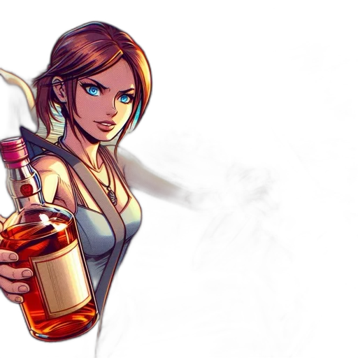 bottle, concept art, comic book art, pixel art transparent PNG cut-out