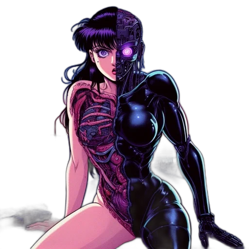 robot, dress, comic book art, cyberpunk transparent PNG cut-out