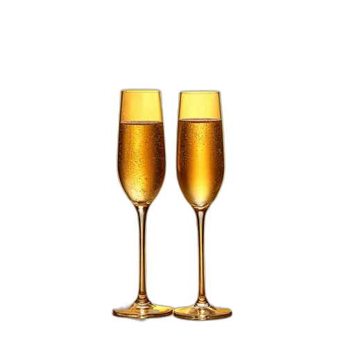 3d render, golden, two, flutes transparent PNG cut-out