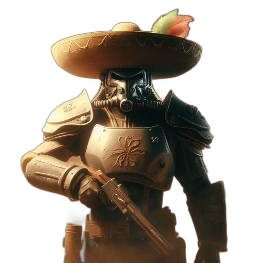 robot, hat, weapon, staff transparent PNG cut-out