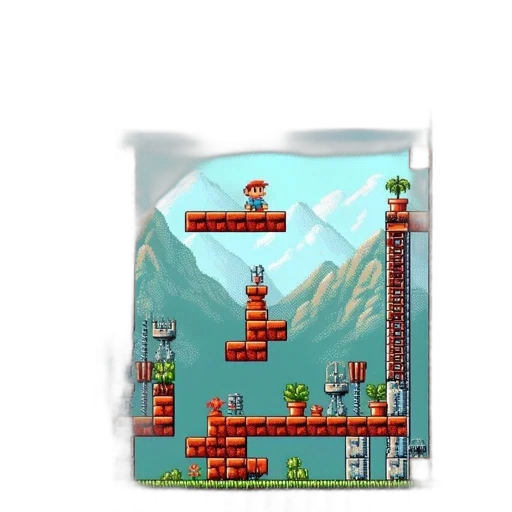 concept art, pixel art, 3d render, screenshot transparent PNG cut-out