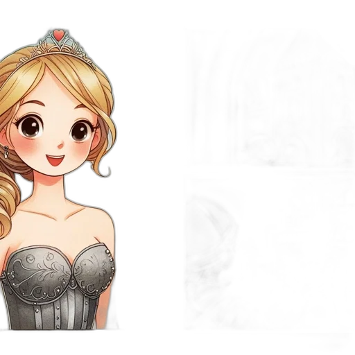 dress, crown, fantasy art, cartoon transparent PNG cut-out