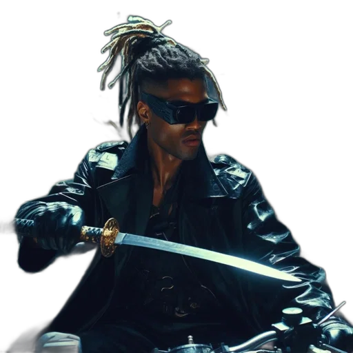jacket, sword, weapon, hair transparent PNG cut-out