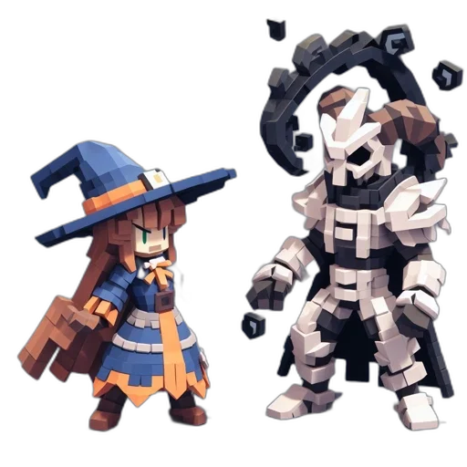 pixel art, concept art, 3d render, fantasy art transparent PNG cut-out