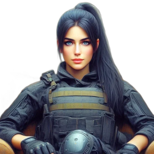 weapon, face, jacket, concept art transparent PNG cut-out