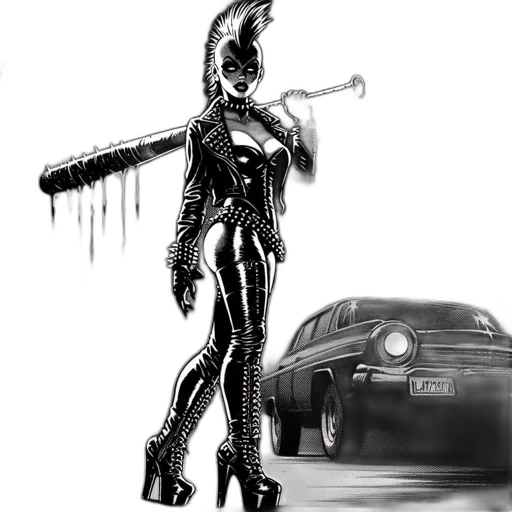 robot, weapon, car, comic book art transparent PNG cut-out