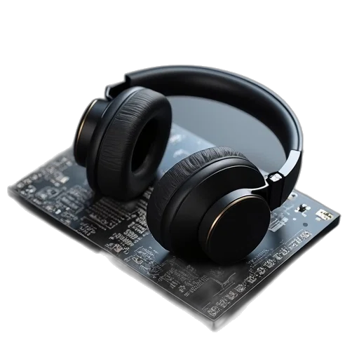 3d render, headphone, charging, board transparent PNG cut-out