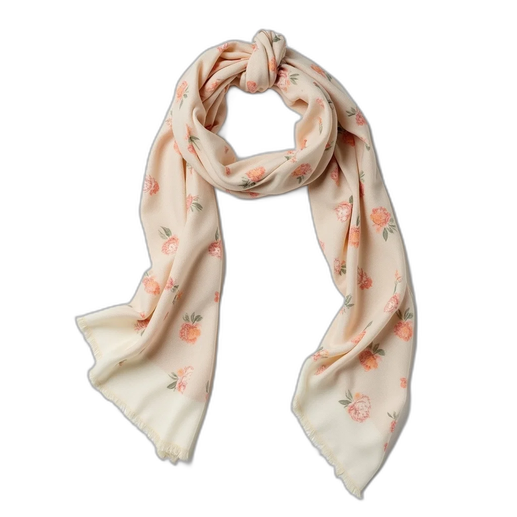 white, scarf, subtle, floral transparent PNG cut-out