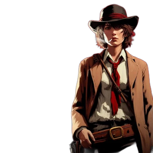 jacket, hat, staff, weapon transparent PNG cut-out