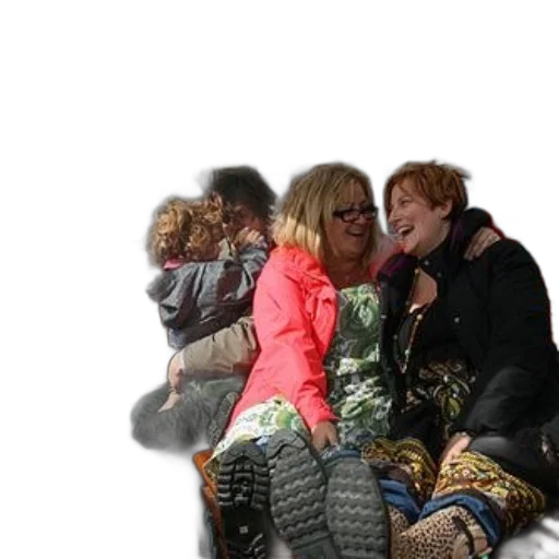 jacket, two, women, share transparent PNG cut-out