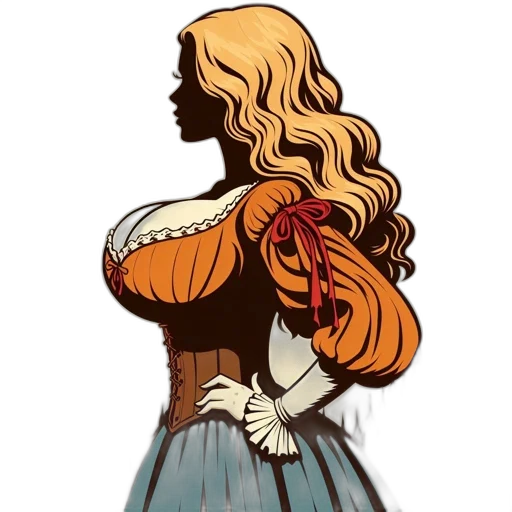 dress, hair, crown, comic book art transparent PNG cut-out