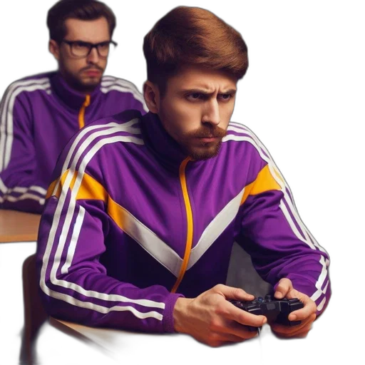 jacket, face, staff, pixel art transparent PNG cut-out