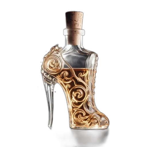 shoes, bottle, jewelry, 3d render transparent PNG cut-out