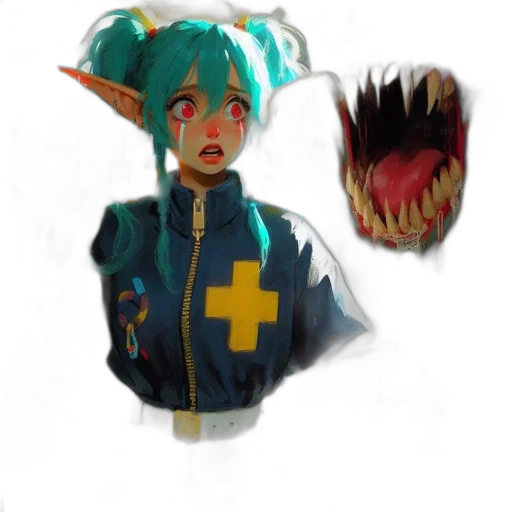 creature, dragon, mask, staff transparent PNG cut-out