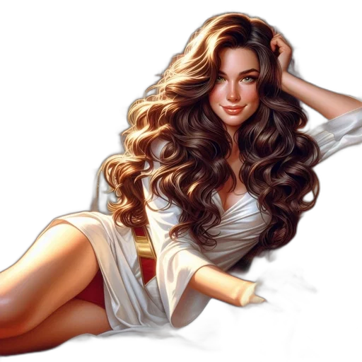 hair, dress, photorealistic, oil painting transparent PNG cut-out